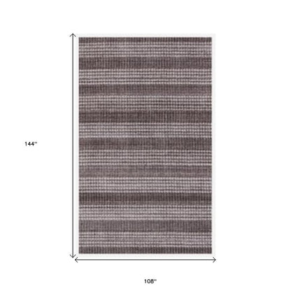 9' X 12' Rust And White Striped Hand Loomed Area Rug
