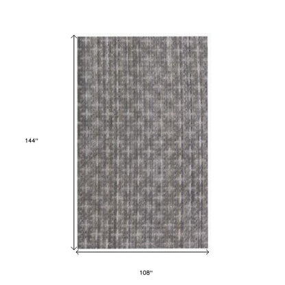 9' X 12' Brown And Dark Grey Medallion Hand Loomed Area Rug