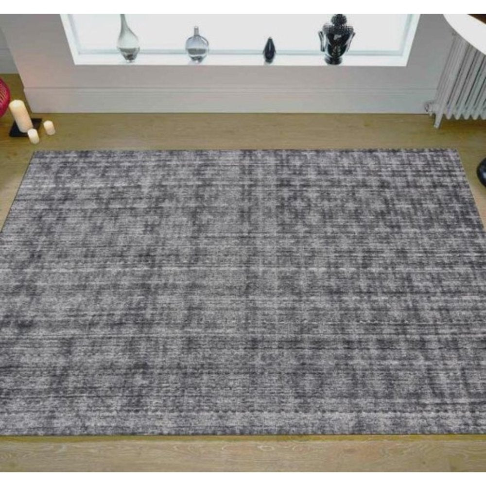 9' X 12' Dark Gery And Silver Ombre Hand Loomed Area Rug