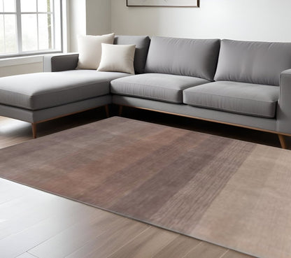 9' X 12' Violet Taupe And Brown Ombre Hand Loomed Area Rug