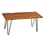42" Natural And Black Solid Wood And Iron Coffee Table
