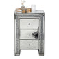 27" Silver Wood and Mirror And Mirrored Glass Three Drawer Nightstand