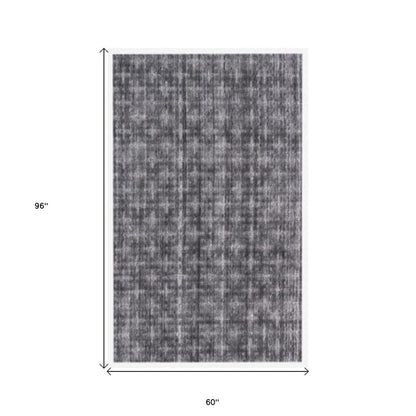 5' X 8' Black And Charcoal Medallion Hand Loomed Area Rug