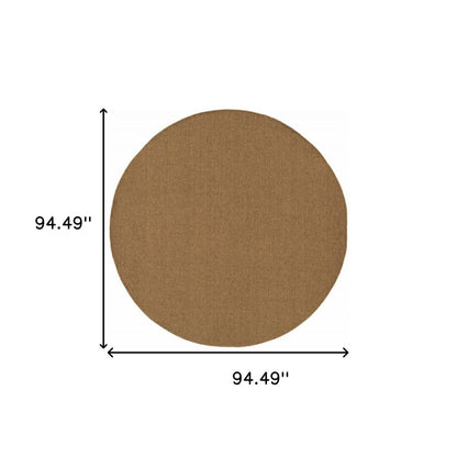 8' X 8' Tan Round Stain Resistant Indoor Outdoor Power Loomed Area Rug