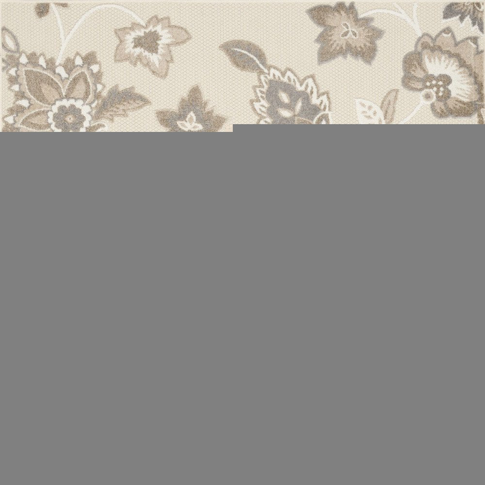 9' X 12' Beige Floral Stain Resistant Non Skid Area Rug