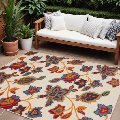 9' X 12' Multicolor Floral Stain Resistant Non Skid Area Rug