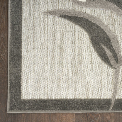 9' X 12' Beige Floral Stain Resistant Non Skid Area Rug