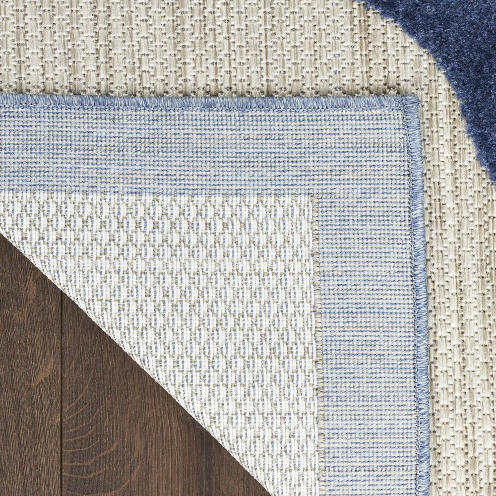 9' X 12' Blue and Gray Floral Non Skid Indoor Outdoor Area Rug
