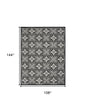 9' X 12' Black And White Fleur De Lis Stain Resistant Non Skid Area Rug