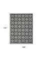 9' X 12' Black And White Fleur De Lis Stain Resistant Non Skid Area Rug