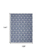 9' X 12' Blue Floral Stain Resistant Non Skid Area Rug