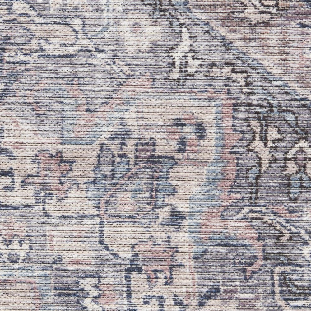 6' X 9' Grey Medallion Distressed Washable Area Rug