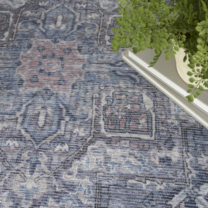 6' X 9' Grey Medallion Distressed Washable Area Rug