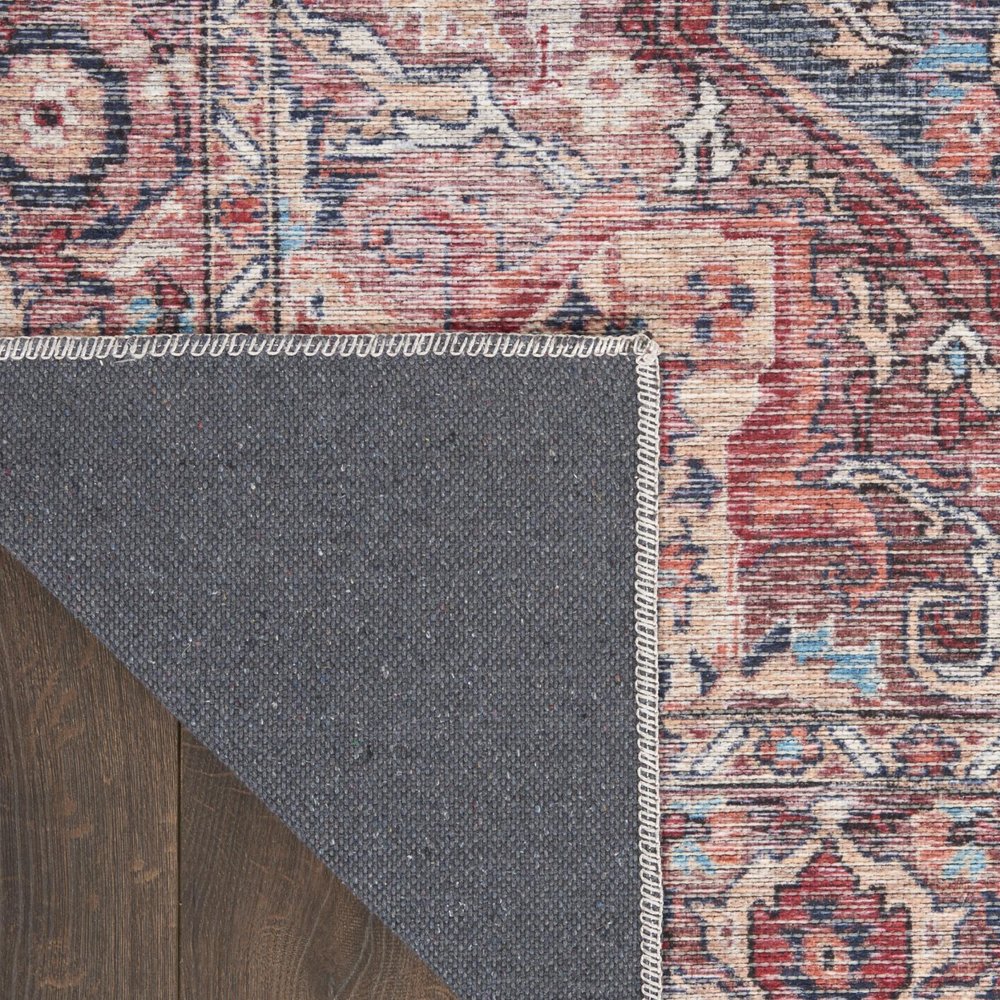6' X 9' Blue And Pink Medallion Distressed Washable Area Rug