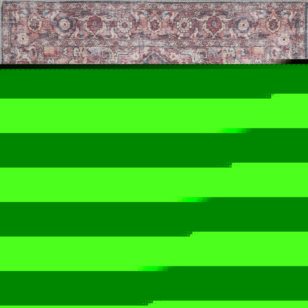 6' X 9' Blue And Pink Medallion Distressed Washable Area Rug