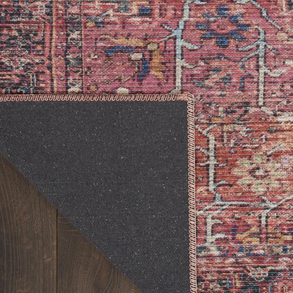 6' X 9' Brick Medallion Distressed Washable Area Rug