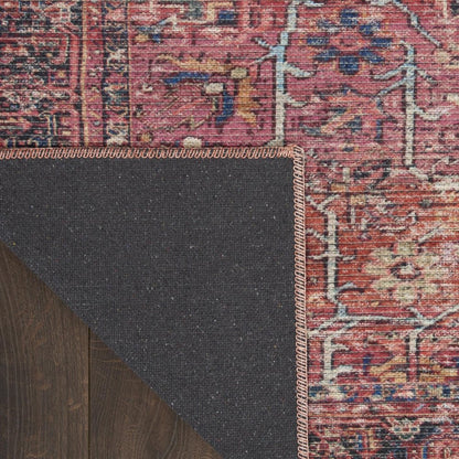 6' X 9' Brick Medallion Distressed Washable Area Rug