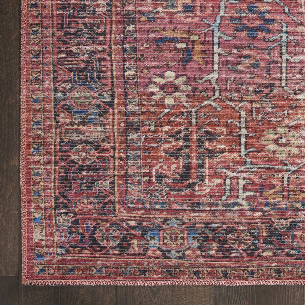 6' X 9' Brick Medallion Distressed Washable Area Rug