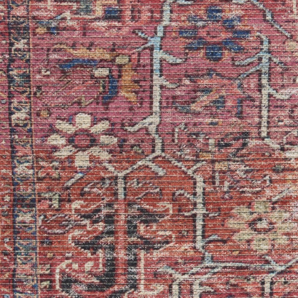 6' X 9' Brick Medallion Distressed Washable Area Rug