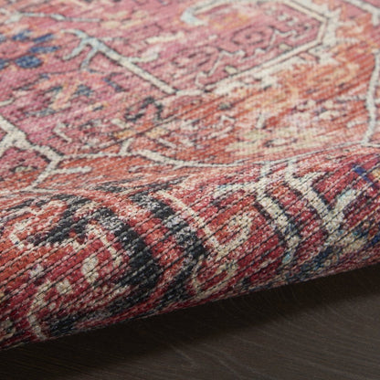 6' X 9' Brick Medallion Distressed Washable Area Rug