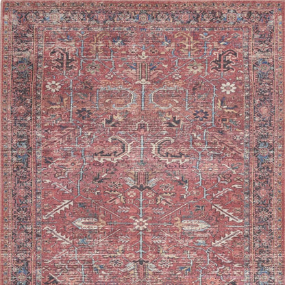 6' X 9' Brick Medallion Distressed Washable Area Rug