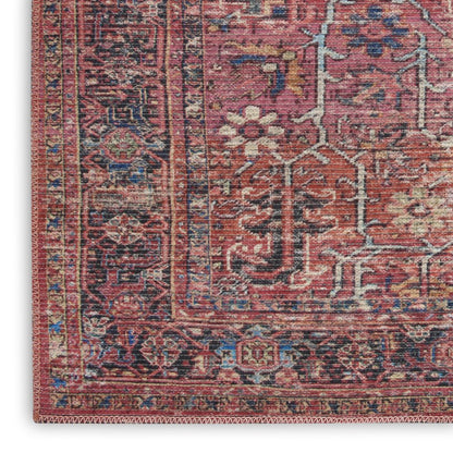6' X 9' Brick Medallion Distressed Washable Area Rug