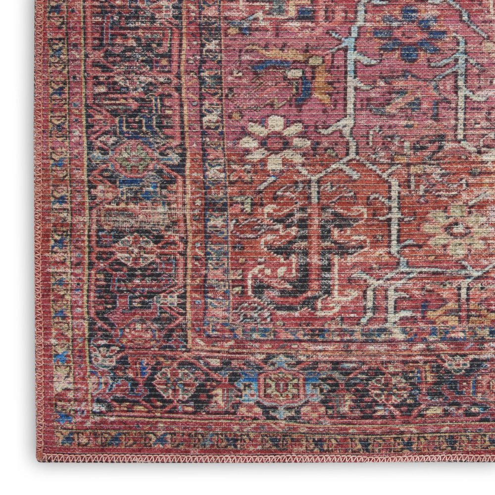 6' X 9' Brick Medallion Distressed Washable Area Rug