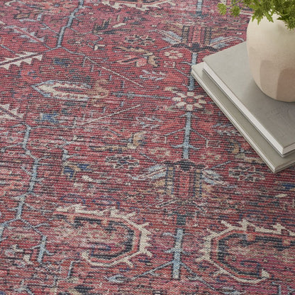 6' X 9' Brick Medallion Distressed Washable Area Rug