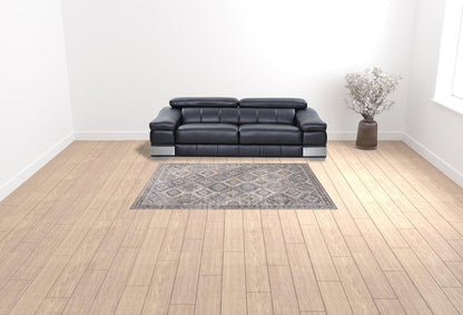 6' X 9' Ivory And Latte Medallion Distressed Washable Area Rug