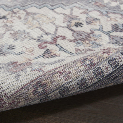 6' X 9' Grey Medallion Distressed Washable Area Rug