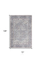 6' X 9' Grey Medallion Distressed Washable Area Rug