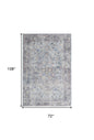 6' X 9' Light Grey And Blue Medallion Distressed Washable Area Rug