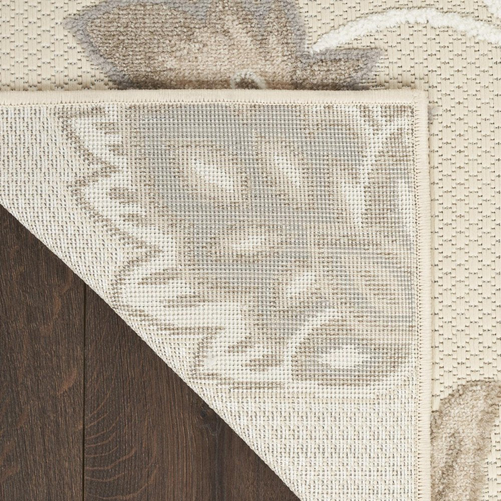 8' X 11' Beige Floral Non Skid Indoor Outdoor Area Rug