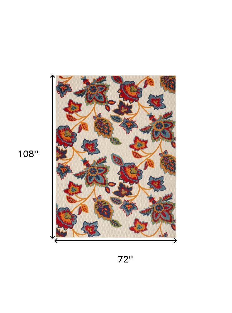 6' X 9' Multicolor Floral Stain Resistant Non Skid Area Rug