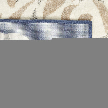 7' X 10' Blue And Grey Floral Stain Resistant Non Skid Area Rug