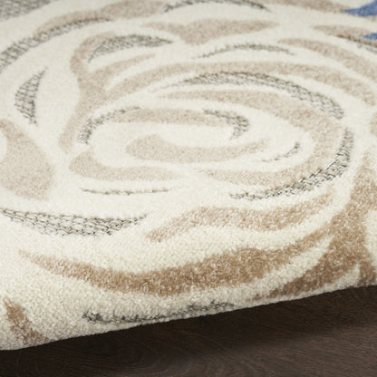 8' X 11' Blue and Gray Floral Non Skid Indoor Outdoor Area Rug