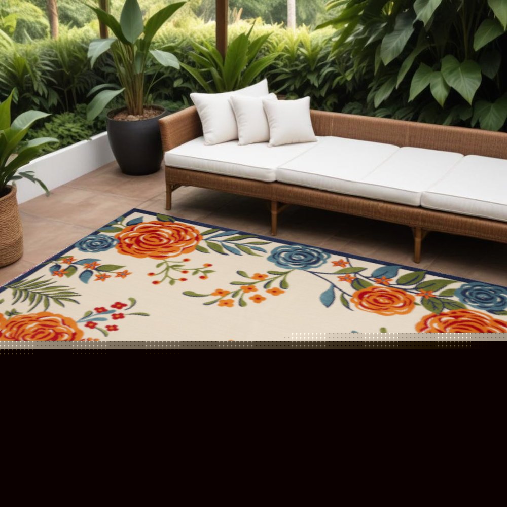 6' X 9' Multicolor Floral Stain Resistant Non Skid Area Rug