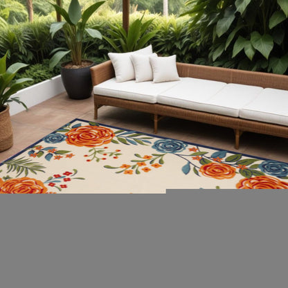 6' X 9' Multicolor Floral Stain Resistant Non Skid Area Rug