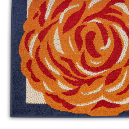 6' X 9' Multicolor Floral Stain Resistant Non Skid Area Rug