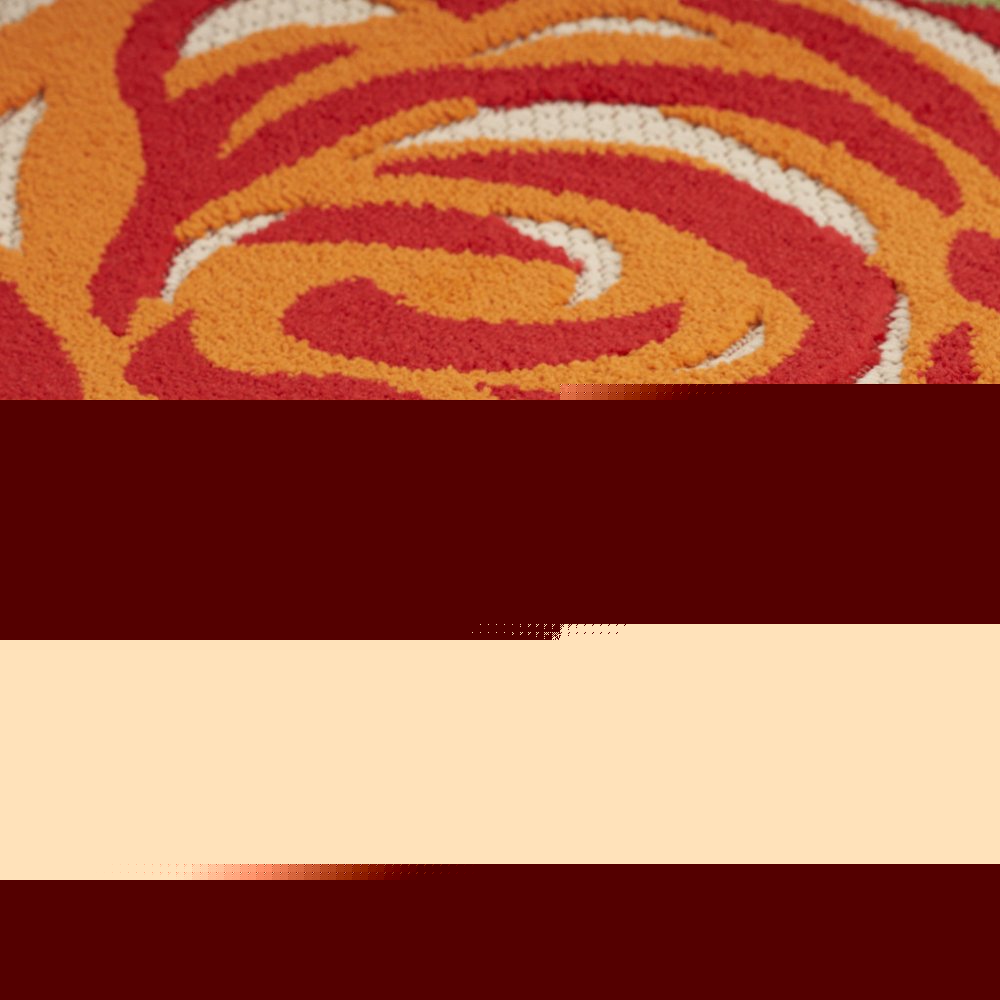 8' X 11' Ivory Blue and Orange Floral Non Skid Indoor Outdoor Area Rug