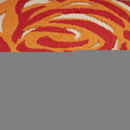 8' X 11' Ivory Blue and Orange Floral Non Skid Indoor Outdoor Area Rug