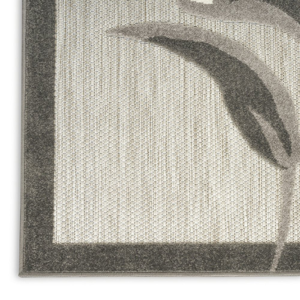 5' X 8' Beige Floral Stain Resistant Non Skid Area Rug