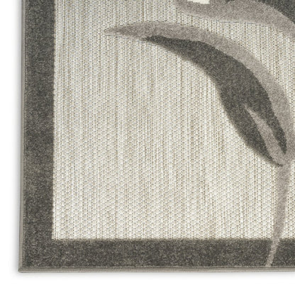 8' X 11' Beige Floral Non Skid Indoor Outdoor Area Rug