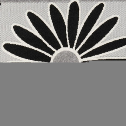 4' X 6' Black White Floral Stain Resistant Non Skid Area Rug
