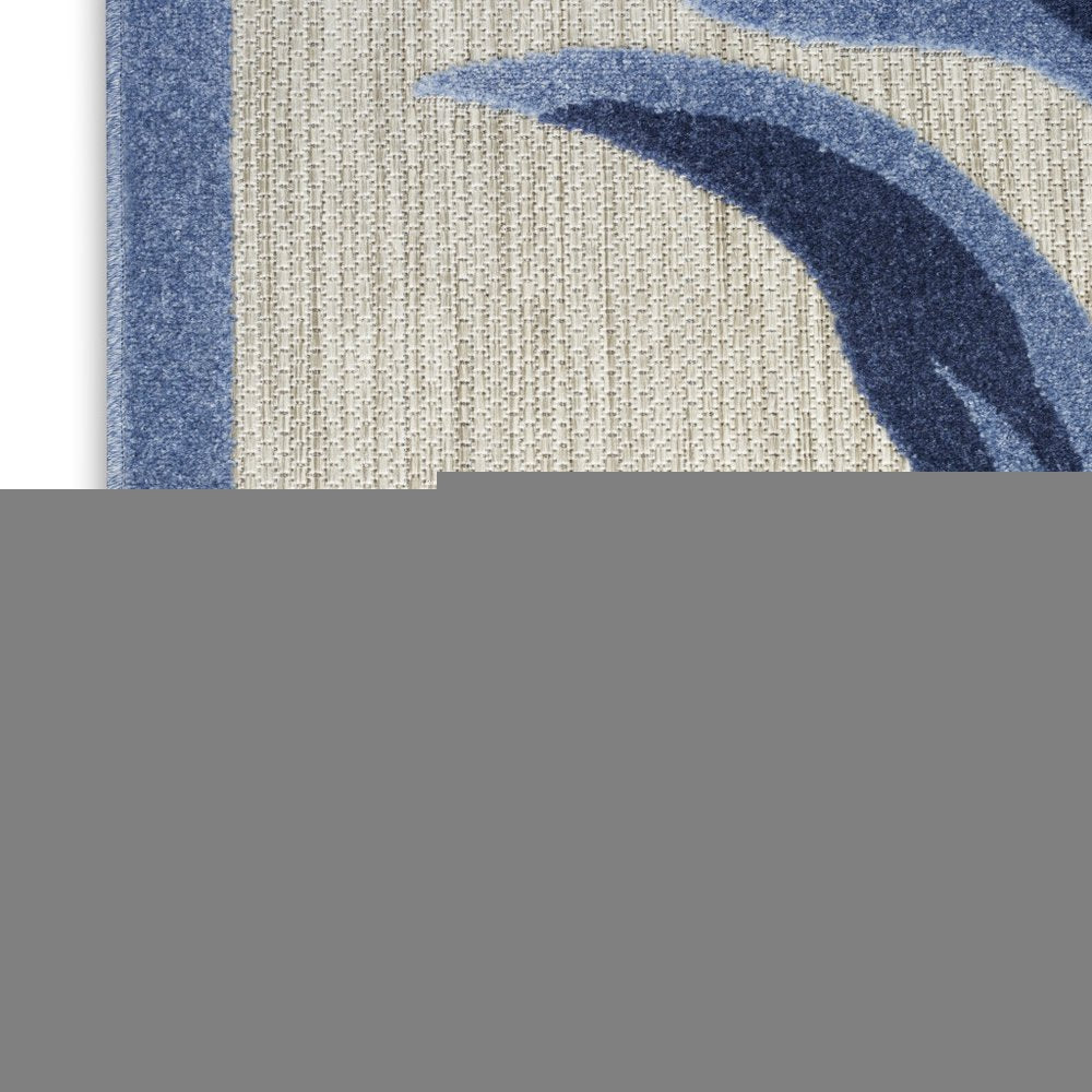 6' X 9' Blue And Grey Floral Stain Resistant Non Skid Area Rug