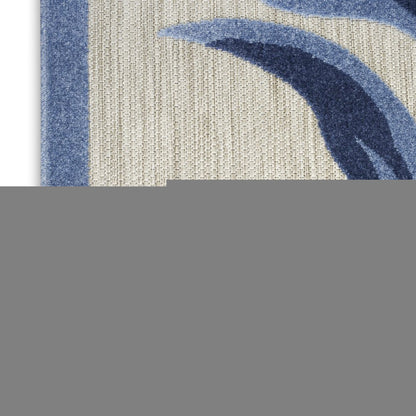6' X 9' Blue And Grey Floral Stain Resistant Non Skid Area Rug
