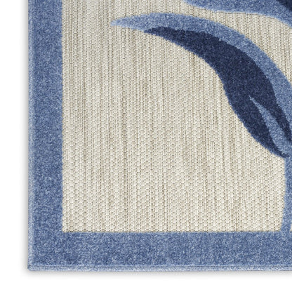 8' X 11' Blue and Gray Floral Non Skid Indoor Outdoor Area Rug