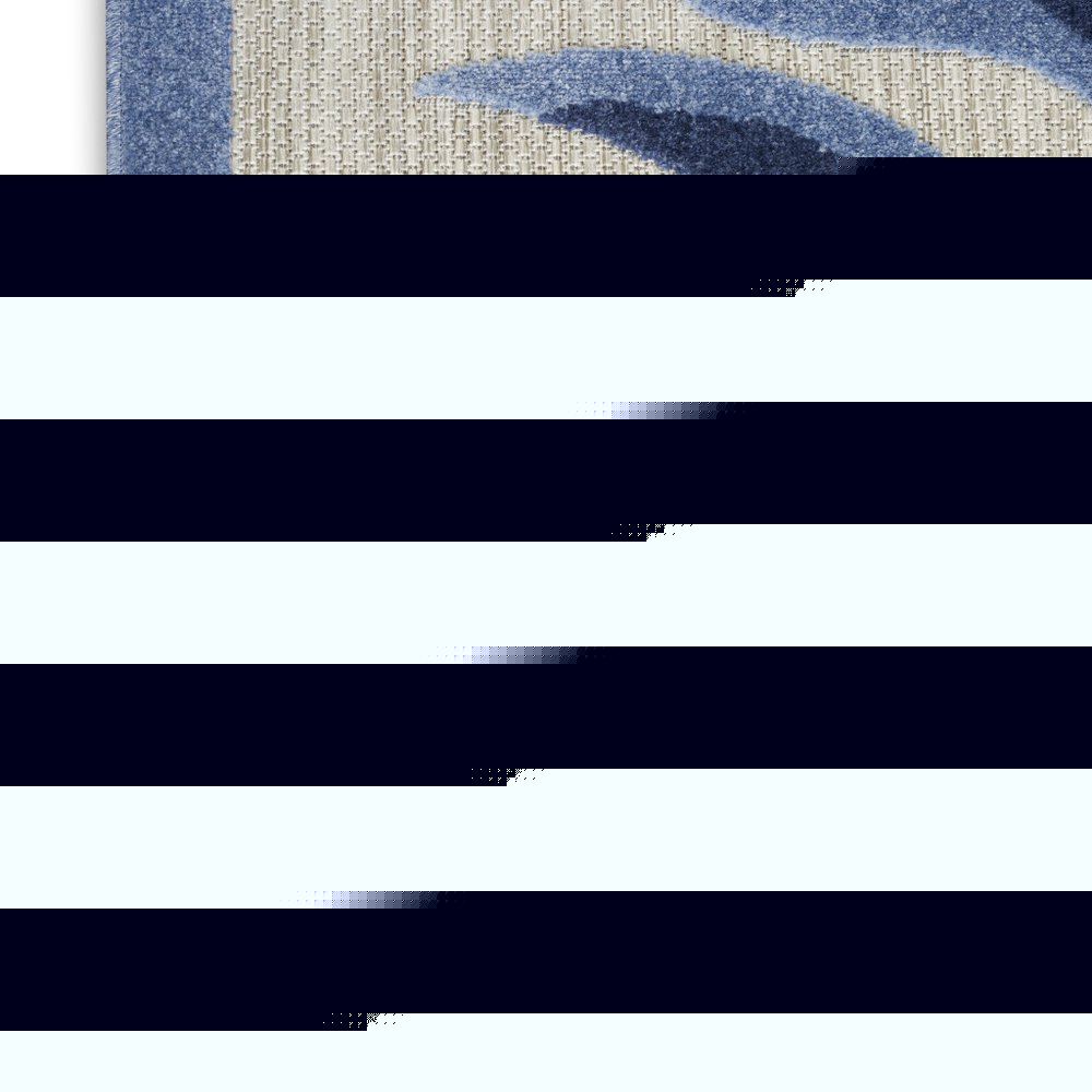 8' X 11' Blue and Gray Floral Non Skid Indoor Outdoor Area Rug