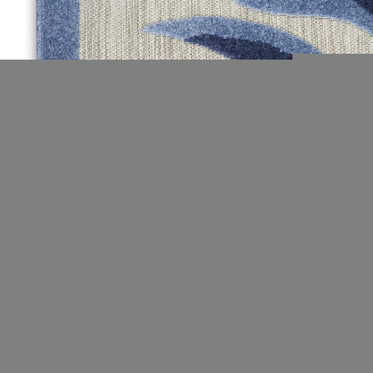8' X 11' Blue and Gray Floral Non Skid Indoor Outdoor Area Rug