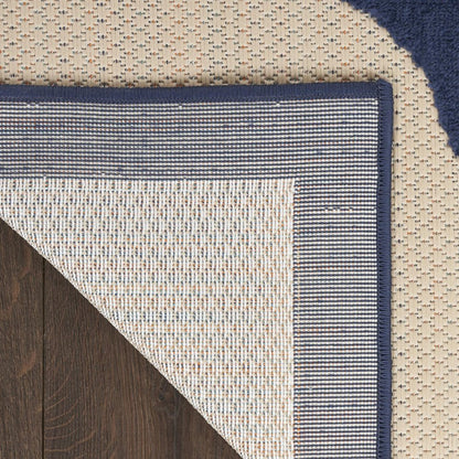 8' X 11' Ivory Blue and Orange Floral Non Skid Indoor Outdoor Area Rug
